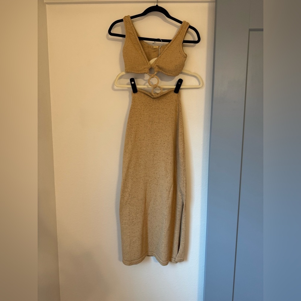 Cult Gaia Mert Dress- Tan Cutout Ring Backless Dress - Picture 3 of 14